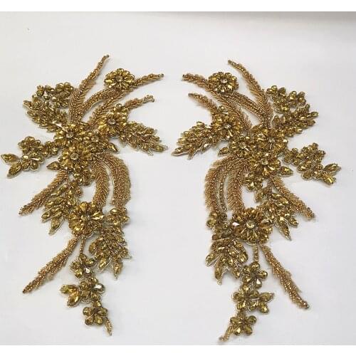 1pc gold/silver/black ABS 3D Rhinestone Lace Dress Gorgeous Craft Material Sewing Embroidery Accessories Dress DIY Embroidery