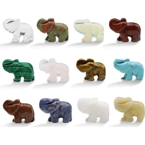 12pcs/lot Natural Crystal Stone Carving Elephants Beads 16X28X37mm Decoration ornaments Carving animals Gem Stones