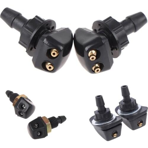 Universal 2 Pcs Black Plastic Car Front Window Windshield Washer Spray Nozzle
