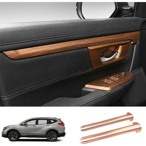 FOR HONDA CRV CR-V 2017 2018 2019 2020 2021 ABS Wood grain inner door armrest trim strip 4pcs