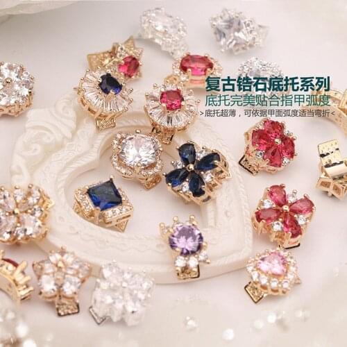 5pcs/lot Curved bottom 3D Alloy Zircon Nail art Decoration luxury crystal series Nails Accessories Manicure Charms nail supplies