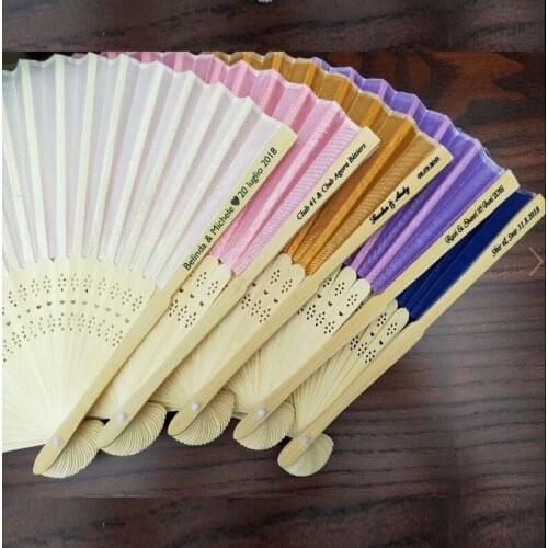 50pcs/lot Personalized Luxurious Silk Fold hand Fan in Elegant Laser-Cut Gift Box +Party Favors/wedding Gifts+printing