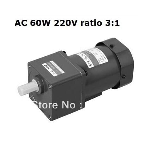 AC induction gear motor 60W 220V single phase 50Hz gear ratio 3:1 output speed 500rpm