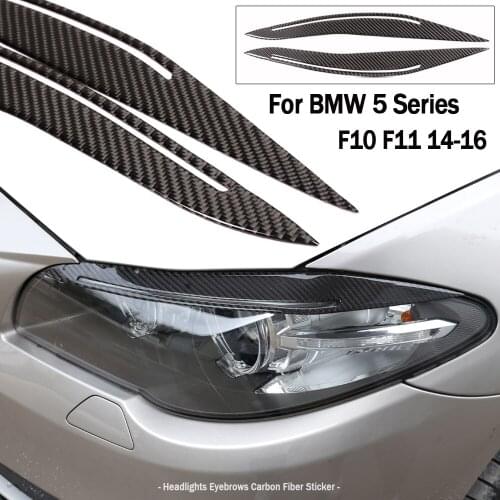 Car Accessories Carbon Fiber Headlight Eye Lid Eyebrow Cover Trim fit for BMW 5 Series F10 F18 520li 525 2014-2017