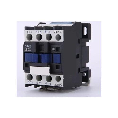 CJX2-1801 LC1 AC Contactor 18A 3 Phase 3-Pole NC Coil Voltage 380V 220V 110V 36V 24V 50/60Hz Din Rail Mounted 3P+1NC