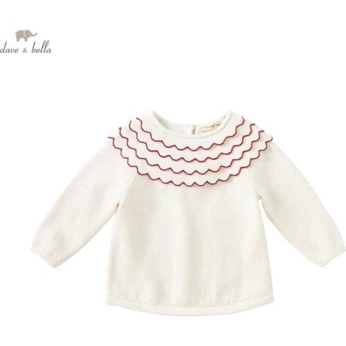 DB20032 dave bella winter cute baby girls Christmas wave knitted sweater kids girl fashion toddler boutique tops