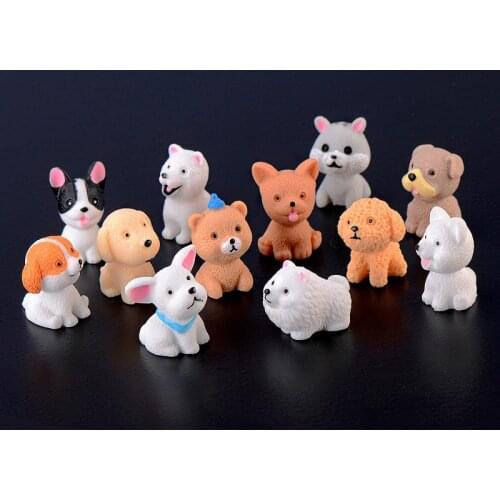 DIY Beautiful Teddy Cute Ornament Toy Dog Pendant Figurines Animal Statue Puppy Miniatures Pet Dolls Crafts Garden Figurines