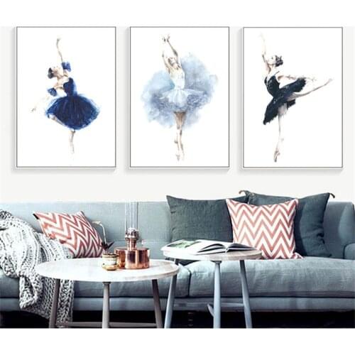 European-Style Frameless Painting Core Modern Minimalist Watercolor Ballet Dancer Living Room Wall Decorative Painting