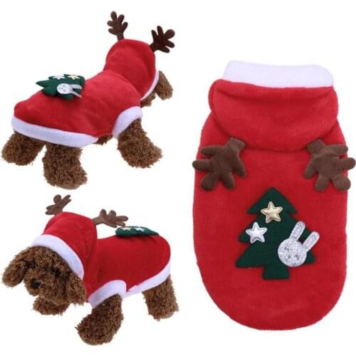 Fleece Dog Clothes Dog Coat Christmas Lovely Pet Puppy Elk Hooded Warm Coat for Dog Cat Pet Apparel Christmas Costume 26
