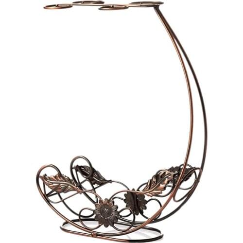 Tabletop Wine Rack Stemware Holder Holds 1 Bottle and 4 Glasses Freestanding Countertop Wine Glass Display Rack