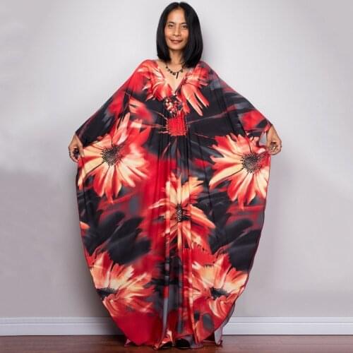 Kaftan Beach Cover Up African Long Maxi Dress Womens Flower Daily Evening Party Summer Dress African Dresses For Women