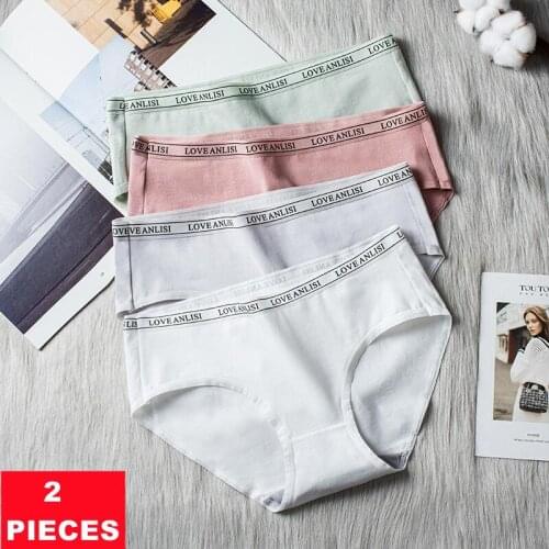 2Pcs New Cotton Womens Panties Seamless Underwear Sexy Mid-Waist Briefs Girl Soft Panty Women Underpants Female Lingerie