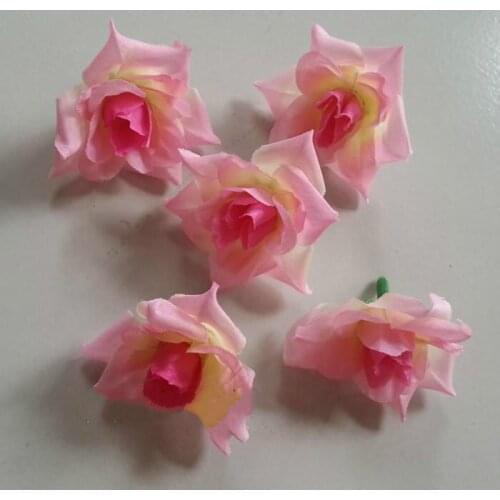 Hot 50Pcs/Lot 4.5CM Rose Flower Head Colorful Artificial Flowers for Wedding Decoration Sweet Style Party Decorative DIY Flowers
