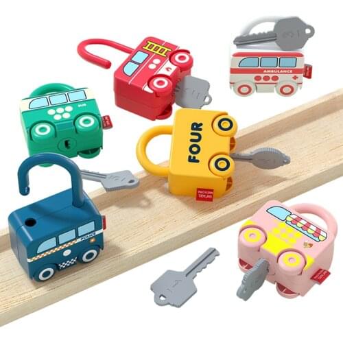 Montessori Busy Car Unlocking Matching Children Toys Digital Key Matching Sensory Learning Game Educational Toys For Children