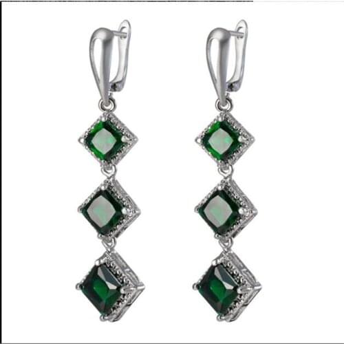 Fashion Long Rhombus Earrings Elegant Crystal Earrings for Women Party Jewelry