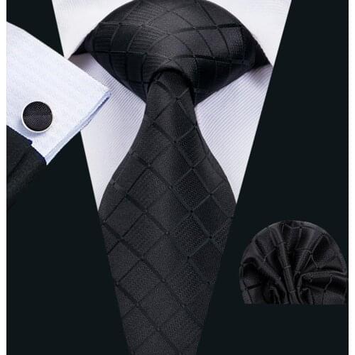 FA-1758 2018 Barry.Wang Men`s Tie plaids Silk Jacquard Woven Gravata Necktie Hanky Cufflink Set For Business Groom Wedding Party