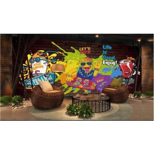 Custom mural 3d photo wallpaper Modern graffiti hip hop trend brick wall home decor living room wallpaper for wall 3 d in rolls
