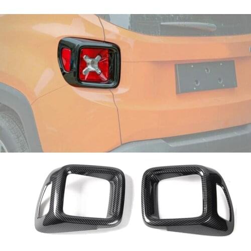 NewCarbon Fiber Car Tail Light Cover Rear Lamp Frame Trim for Jeep Renegade 2016 2017