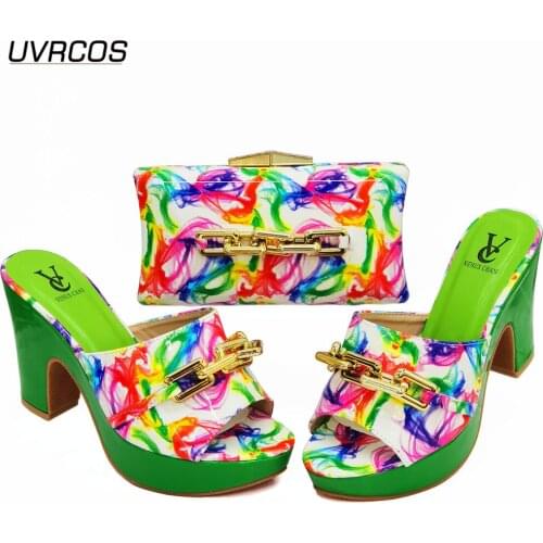 Italian design New Arrival Nigerian Women Party Shoes Matching Bag Set New come Green Color Ladies Shoe and Bag For Party