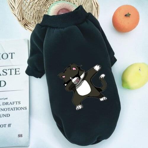 Pet Cats And Dogs Autumn And Winter Plus Velvet Hoodless Sweater Skr Cat Pattern Four Styles Black And Red Clothing