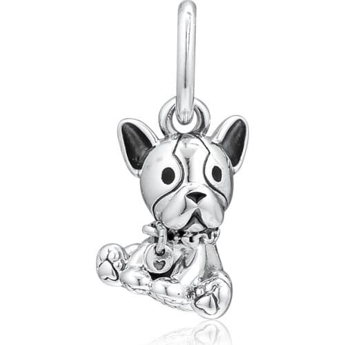 Fits Pandora Bracelet Bulldog Puppy Dangle Charm Original 925 Sterling Silver Beads for Jewelry Making kralen berloques