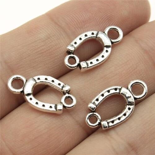 20PCS/lot 18*10mm Horse Shoe Metal Charm Horseshoe Connector Antique Silver Color Making DIY Handmade Tibetan Jewelry DIY