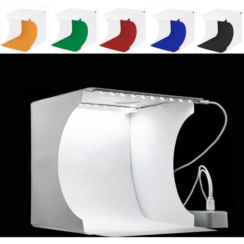 Portable Mini Folding Lightbox Studio Photography LED Softbox Light Box Studio Shooting Tent Box Backdrops Size 20x20cm
