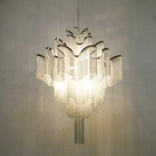 Nordic Luxury Tassel Chain Pendant Lamp Silver Gold Fringed Hanging Pendant Lamp Living Dining Room Home Decor Light Fixtures