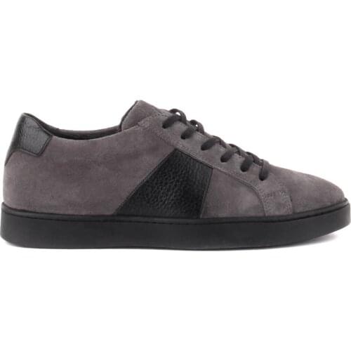 Sail Lakers-Gray Suede, Black Leather Lace-Up Men Casual Shoes