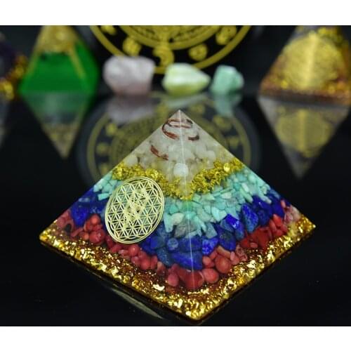 Original Orgonite Seven Chakras Stone Orgon Energy Pyramid Crystals Lapis Lazuli Amazonite Orgone Accumulator For Healing