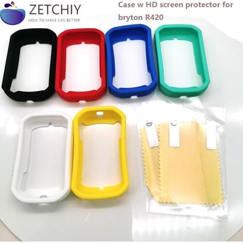 Bicycle R420 Silicone Rubber Protective Case with LCD Screen Film for Bryton Rider 420 Bike Cycling GPS Computers Smart Cover
