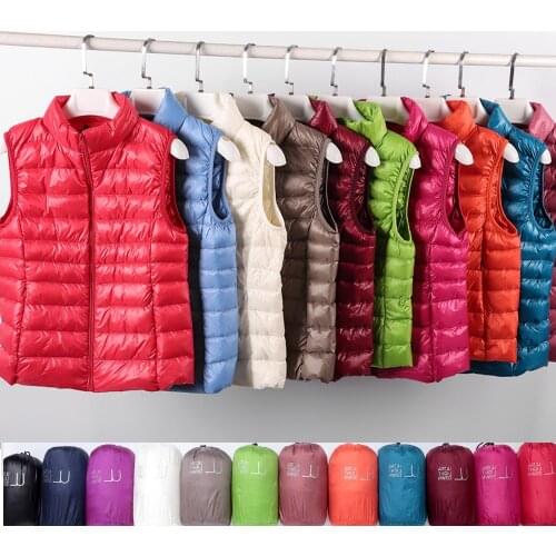 Ultra Light Slim Down Coat Women Winter Stand Collar Thin Jacket Windproof Padded Waistcoat Sleeveless Portable Duck Down Vest