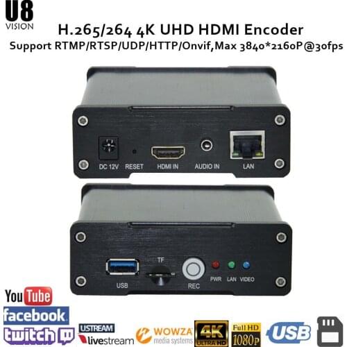 U8Vision H.265/264 4K UHD HDMI Video Encoder for Live Stream Broadcast support HTTP/RTSP/RTMP/UDP/RTP for Live Stream Broadcast