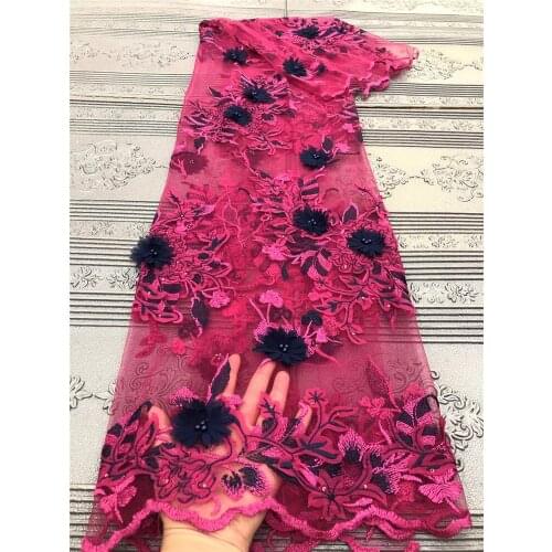 High-quality French tulle lace fresh and elegant small appliques with beads African lace fabric dress design fabric