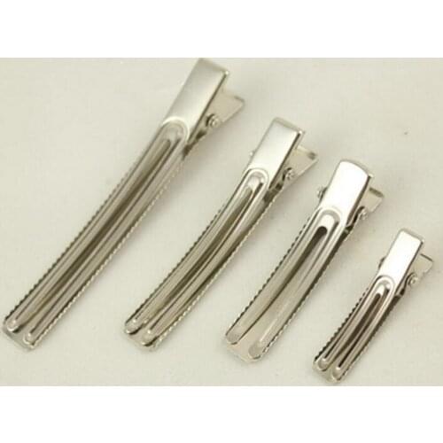 Silver Double Prong Alligator Hair Clips Metal Hairpins for Woman Girl Bow Flower Headwear BarrettesTeeth Barrettes 20pcs FJ3217