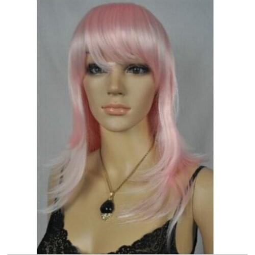 Zhaoxia++03696@Q8@* ++++New Light Pink Straight Long Cosplay Wig with Hairnet MA04 mix