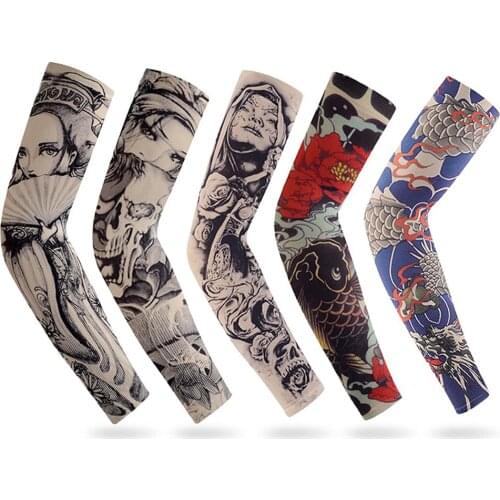 1 Pair Outdoor Cycling Sleeves 3D Tattoo Printed Cooling Arm Covers UV Protection MTB Bike Bicycle Sleeves Arm Protection Sleeve