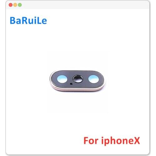 BaRuiLe 10pcs Back Rear Camera Glass Lens Ring Cover For iPhone X XS Max XR with frame holder Replacement Parts