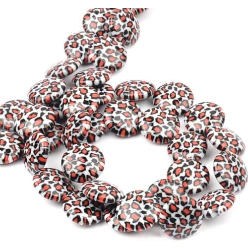14mm Charm Pattern Flat Round Beads Lampwork Glass Beads Spacer Loose Beads For Jewelry Making DIY Bracelet Necklace