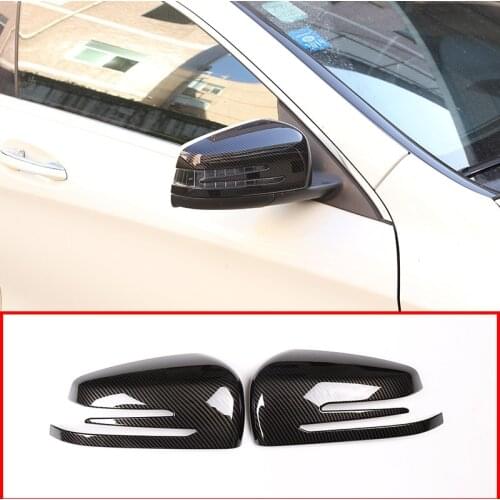 2pcs Carbon Fiber Side Rearview Mirror Cap Cover Trim for Mercedes Benz A B C E GLA Class W204 W212 ABS Plastic Car Accessories