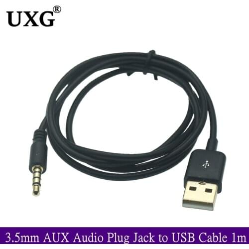3.5mm AUX Audio Plug Jack to USB 2.0 Male Charge Cable Adapter AUX Cord Data cable 1m 3FT