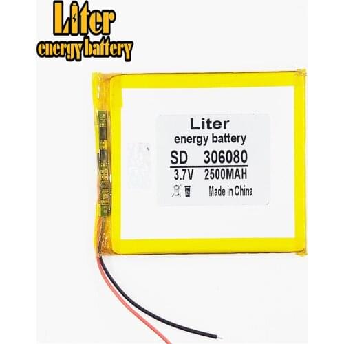 3.7V 2500mAh 306080 PLIB; polymer lithium ion / Li-ion battery for SMART WATCH,GPS,mp3,mp4,cell phone,DVD,SPEAKER