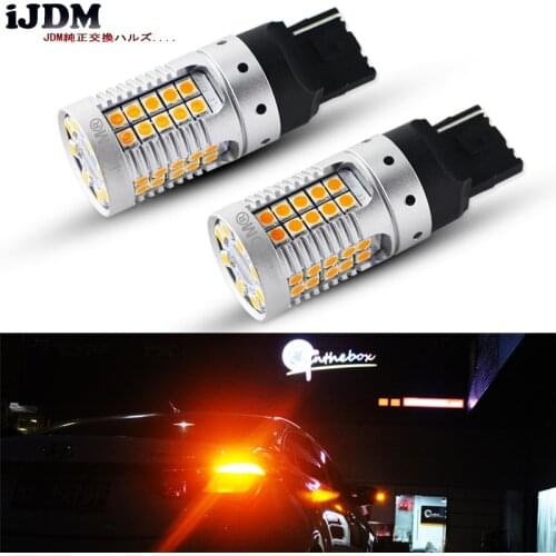 4) Canbus No Hyper Flash Amber Yellow 7440 W21W WY21W T20 LED Replacement Bulbs For Car Auto Front or Rear Turn Signal Lights