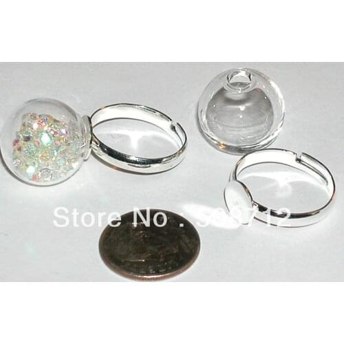 Free shipping!!!!20sets 16mm Glass Globe findings supplies Ring Pendant Locket Bottle