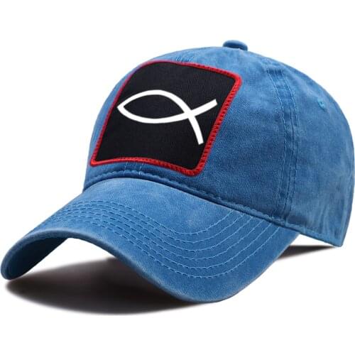 JESUS FISH Print Baseball Caps Summer Outdoor Snapback Hat Breathable Riding Hats Cotton High Quality Sun Shade Baseball Cap