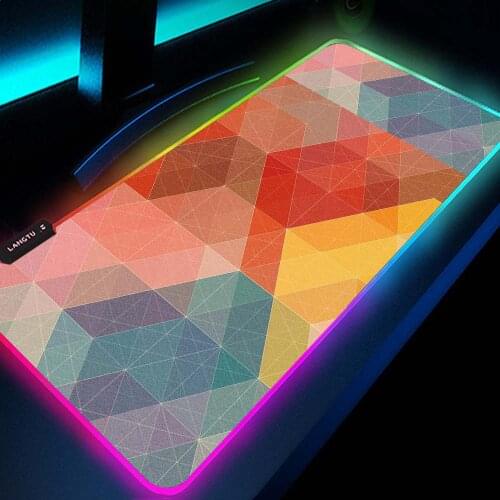 RGB LED Locking Edge Large Gaming Mouse Pad Computer Gamer Keyboard Mouse Mat Color Simple Art Desk Mat Mousepad for PC Desk Pad