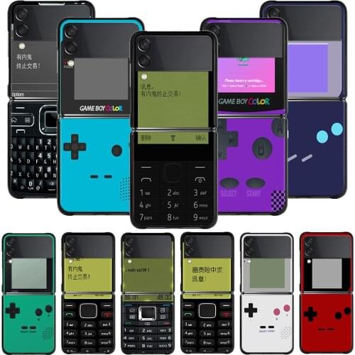 For Samsung Galaxy Z Flip3 5G Case For Samsung Galaxy Z Flip 3 Zflip 5G Black Hard PC Cases Display Retro Gameboy