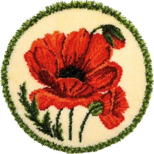 Flowers Latch Hook Kits Pre-printed Pattern on Canvas DIY Rug Embroidery Set Crocheting for Kids and Adults Home Decoration