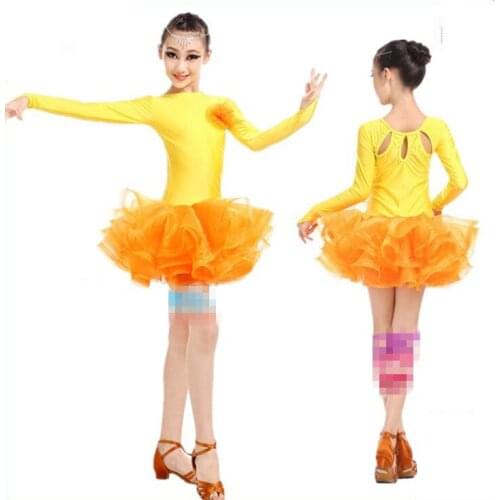Girls Blue Red Professional Latin dancing dress Kids Ballroom Salsa Dance wear Outfits Childrens Party Stage wear costumes