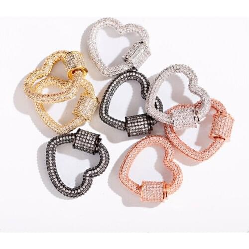 DIY CZ Jewelry Making Necklace DIY Jewelry Handmade Heart Shape Copper Screw Clasps Pendants Accessories For Women